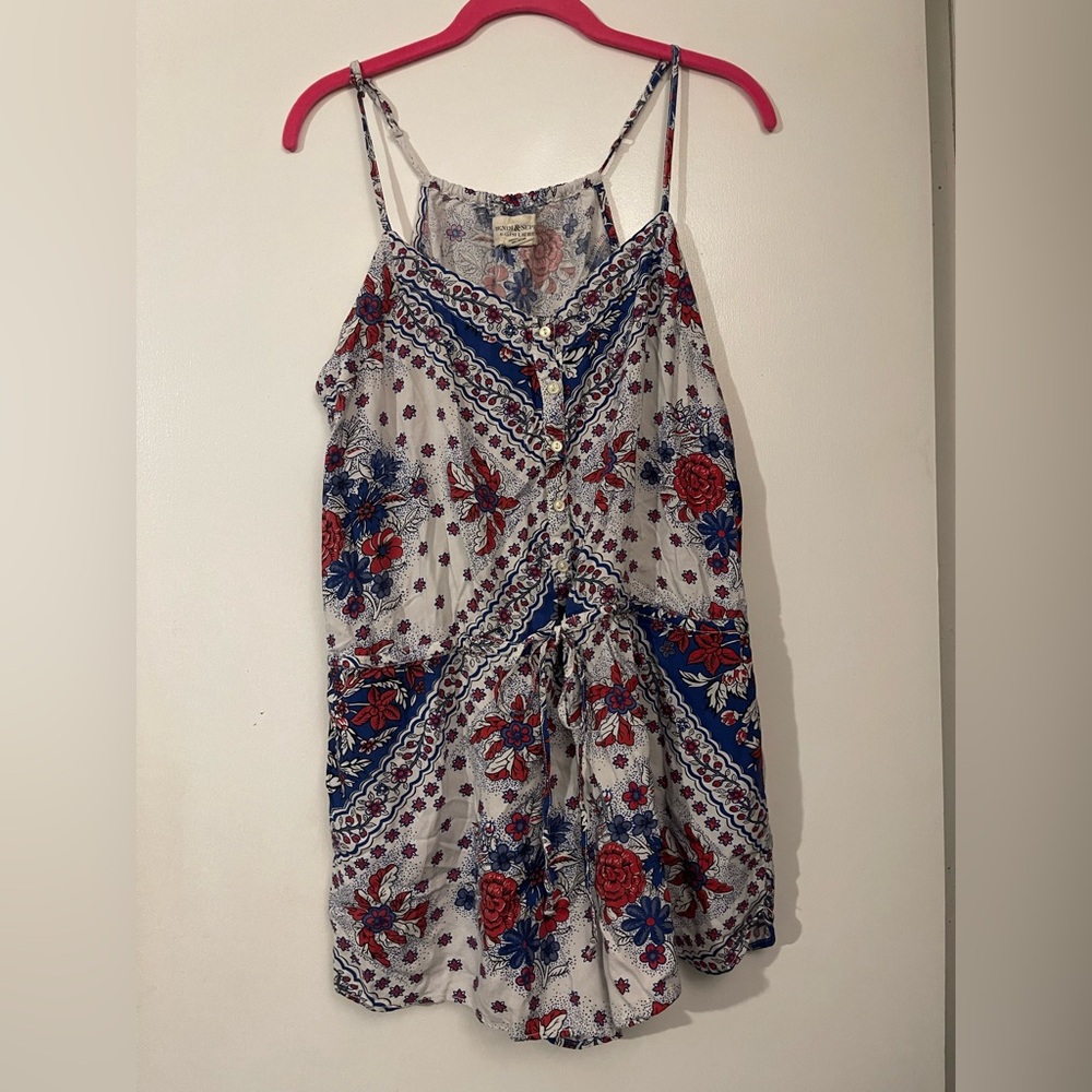 Denim & Supply Ralph Lauren Floral Romper • Red & Blue Bandana Print • Women’s X